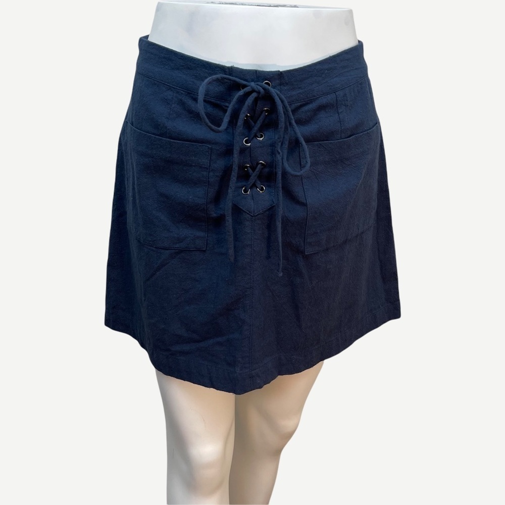 5/$20 LUSH blue cotton lace up mini skirt S